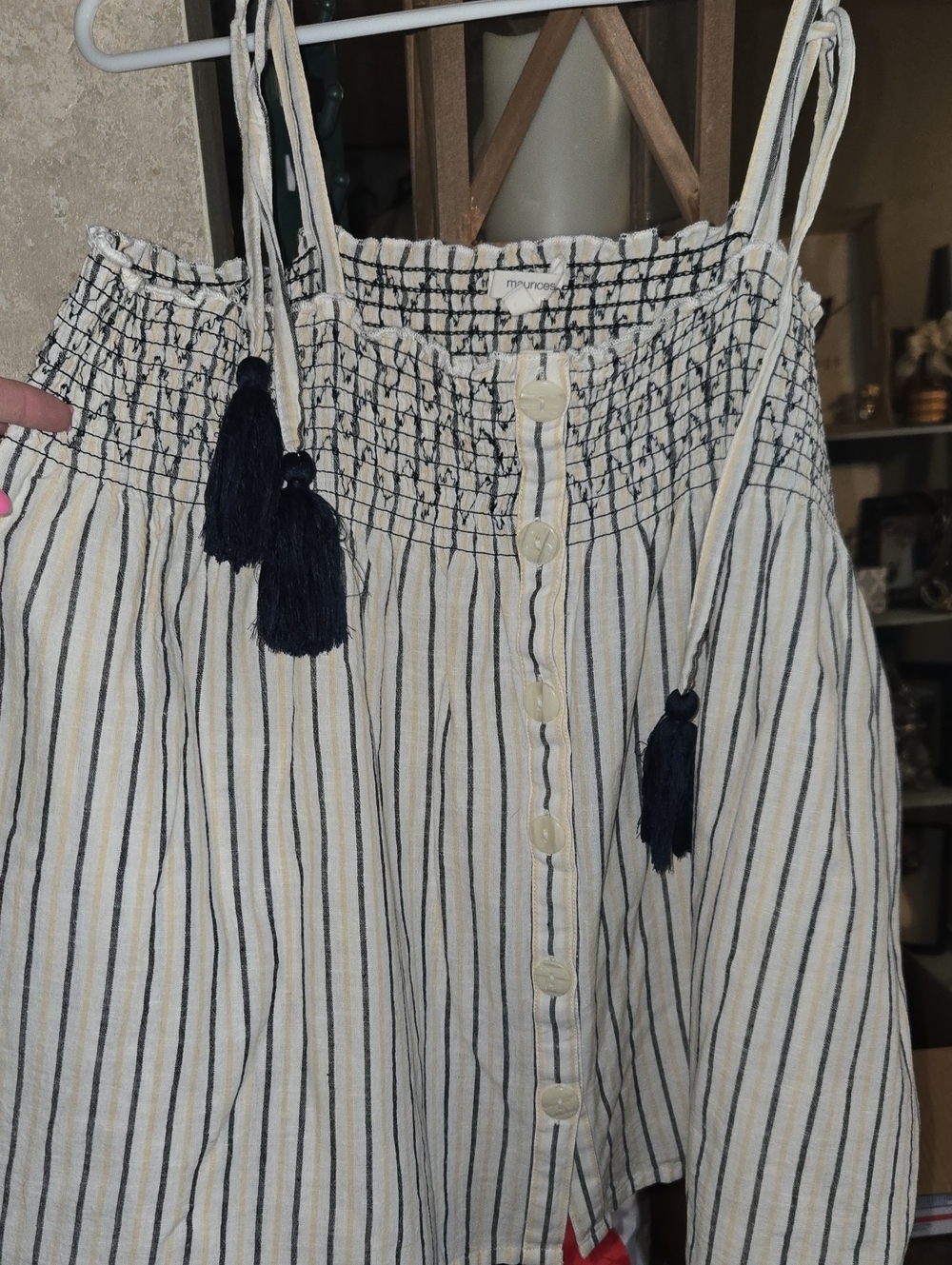 Maurices Smocked Tank Top with Tassels